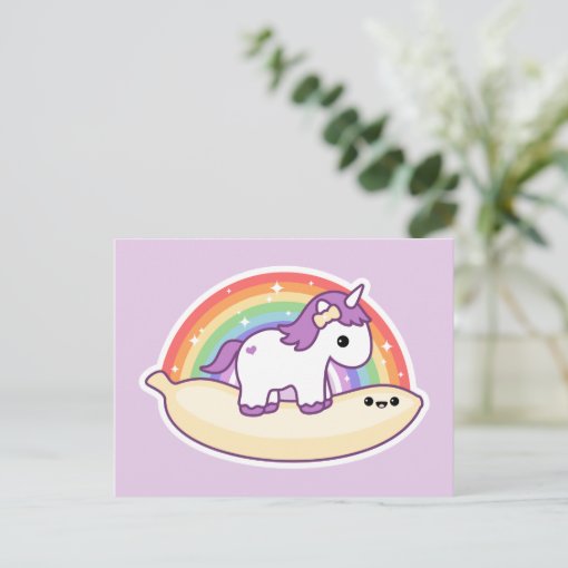 Cute Banana Unicorn Postcard Zazzle