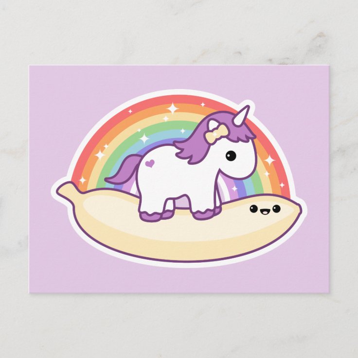 Cute Banana Unicorn Postcard Zazzle