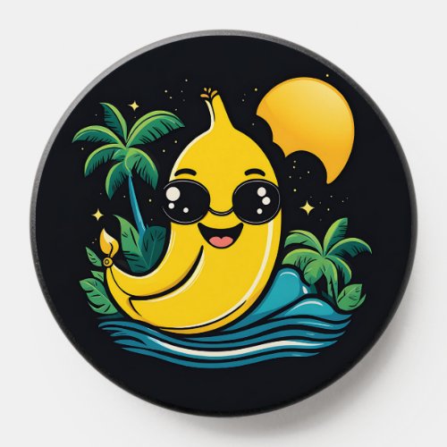 Cute Banana With Sunglasses PopSocket