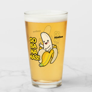 Cute Bananas custom name Glass