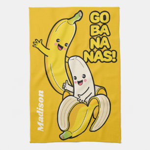 Cute Bananas custom name Kitchen Towel