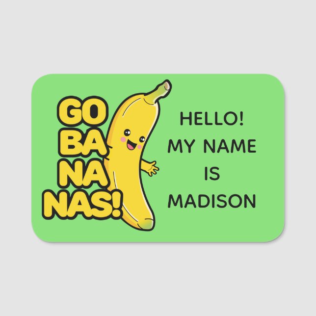 Cute Bananas custom text name tags (Front)