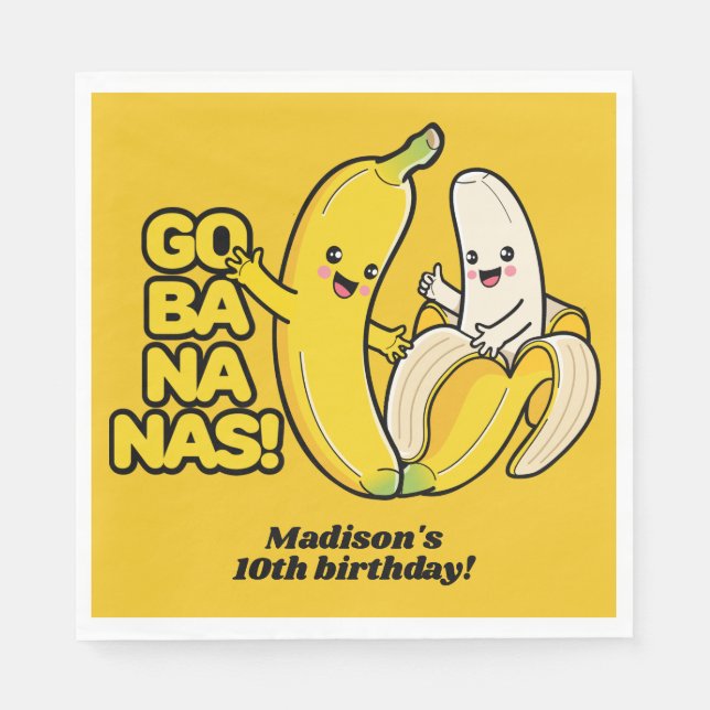 Cute Bananas custom text Napkins (Front)