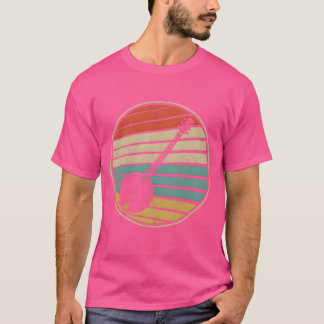 Cute Banjo Sun Retro Vintage 70S 80S Bluegrass Pic T-Shirt