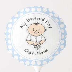 Cute Baptism Balloon - Baby Boy with Rosary
