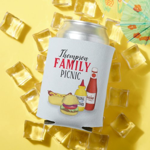 Cute Barbeque Picnic Family Reunion Custom  Can Cooler