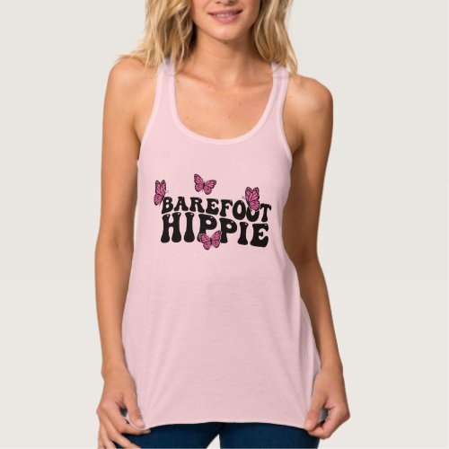 Cute Barefoot Hippie Butterfly Summer Tank Top