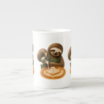 Cute Barista Sloth Pouring Latte Art Coffee Lover