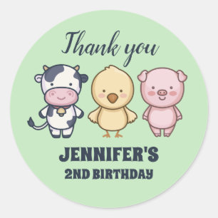 Cute Barn Animals Kids Birthday Party Classic Round Sticker