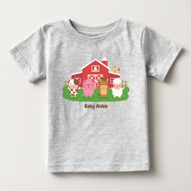 Cute Barn Farm Animals Baby Baby T-Shirt (Front)