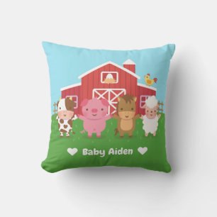 Cute Barn Farm Animals Kids Nursery Room Decor Throw Pillow