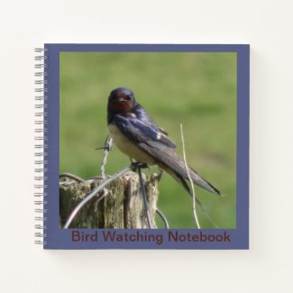 Cute Barn Swallow Cust. Text Birdwatching Notebook