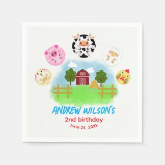 Cute Barn Yard Farm Party Animals Play Balls Napkins
