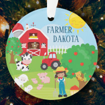 Cute Barnyard Animals, Farmer Girl Christmas Ornament