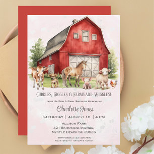 Cute Barnyard Animals Gender Nuetral Baby Shower Invitation
