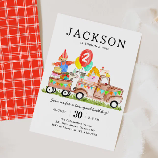 Cute Barnyard Animals Truck Kids Farm Birthday Invitation | Zazzle
