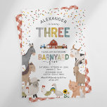 Cute Barnyard Farm 3rd Birthday Invitation<br><div class="desc">Cute barnyard petting zoo 3rd birthday invitations featuring a simple white background,  party confetti,  adorable farm animals including a cow,  goat,  pig,  sheep,  donkey,  horse,  rabbit,  duck & a rooster,  and a kids birthday celebration template that is easy to customize.</div>