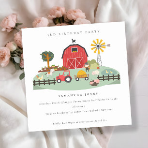 Cute Barnyard Farm Animal Any Age Birthday Thank You Card