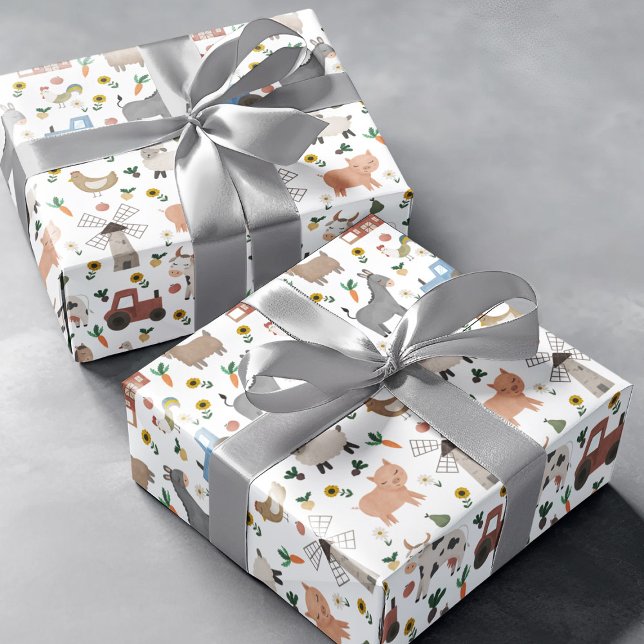 Cute Barnyard Farm Animal Wrapping Paper Sheets (Creator Uploaded)