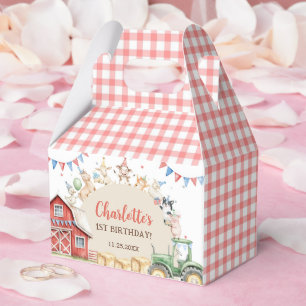 Cute Barnyard Farm Animals 1st Birthday Favor Boxes