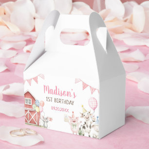 Cute Barnyard Farm Animals 1st Birthday Favor Boxes