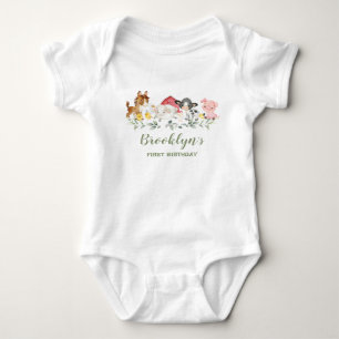Cute Barnyard Farm Animals 1st Birthday Outfit Baby Bodysuit