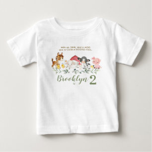 Cute Barnyard Farm Animals 2nd 3rd Birthday Outfit Baby T-Shirt