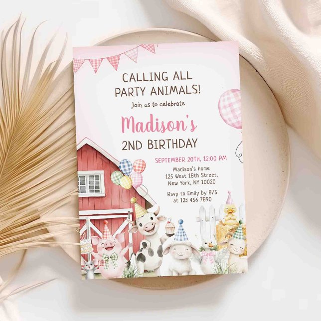 Cute Barnyard Farm Animals 2ND Birthday Invitation (Creator Uploaded)