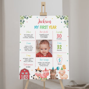 Cute Barnyard Farm Animals Birthday Milestone Sign