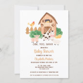 Cute barnyard farm animals neutral baby shower invitation (Front)