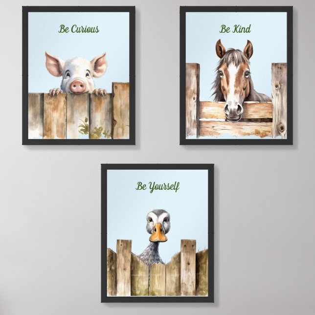 Cute Barnyard Farm Animals nursery decor Wall Art Sets (Front)
