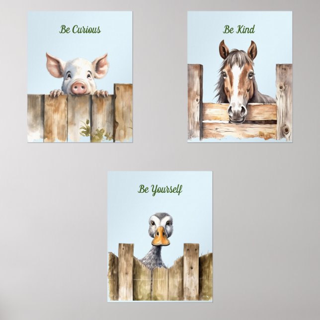 Cute Barnyard Farm Animals nursery decor Wall Art Sets (Front)