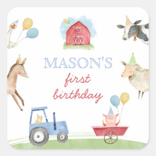 Cute Barnyard Farm Theme Party Favor Stickers