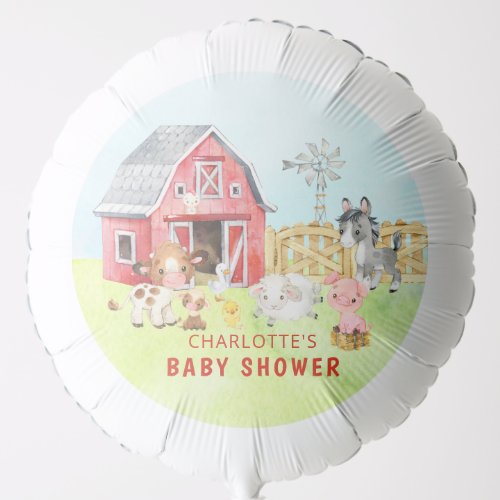 Cute Barnyard Friends Baby Shower Balloon