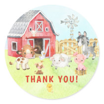 Cute Barnyard Friends Baby Shower Classic Round St Classic Round Sticker