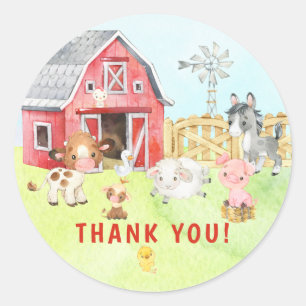 Cute Barnyard Friends Baby Shower Classic Round St Sticker
