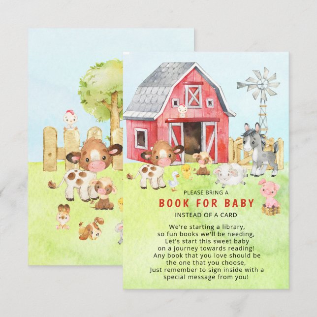 Cute Barnyard Friends Baby Shower Enclosure Card (Front/Back)