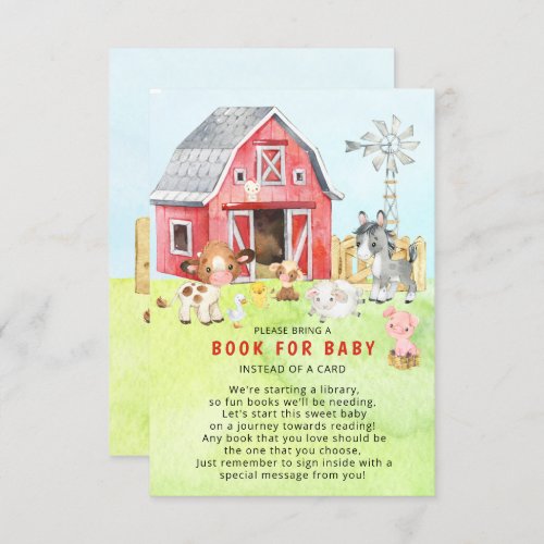 Cute Barnyard Friends Baby Shower Enclosure Card