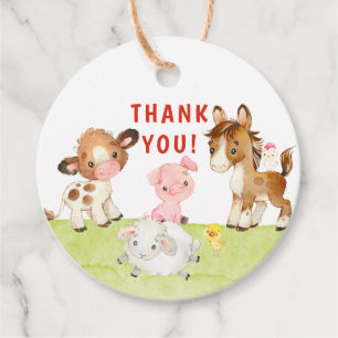 Cute Barnyard Friends Baby Shower Favor Tags