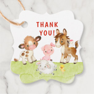 Cute Barnyard Friends Baby Shower Favor Tags