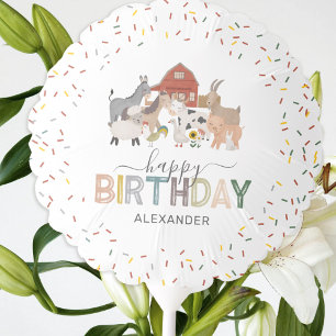 Cute Barnyard Kids Name Birthday Balloon