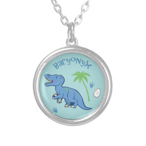 Cute Baryonyx Silver Plated Necklace