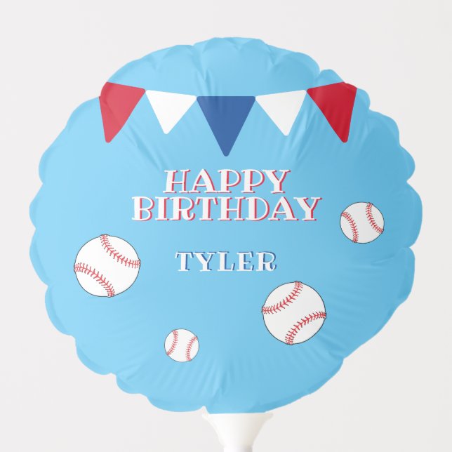 Cute Baseball Balls Blue Boy Kids Birthday Party Balloon (Front)