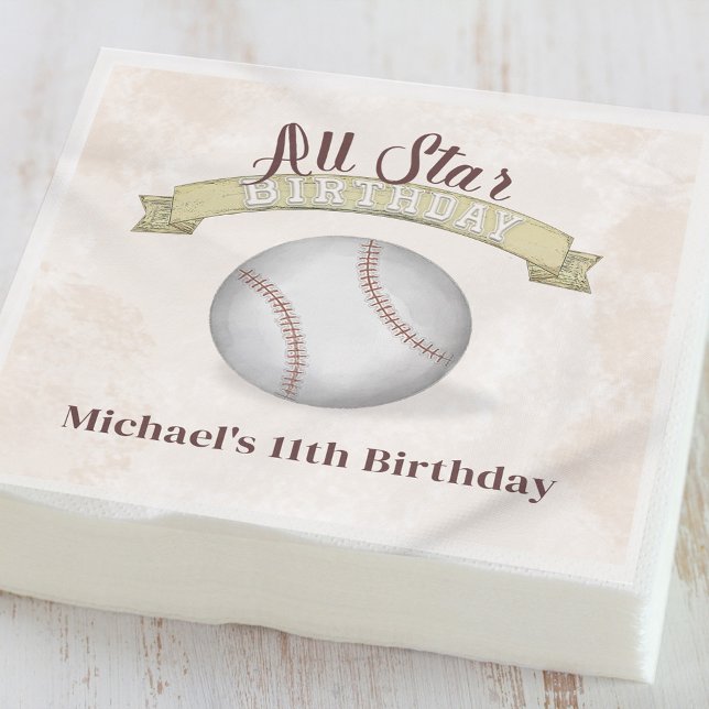 Cute Baseball Birthday Party Custom Napkins (Creator Uploaded)