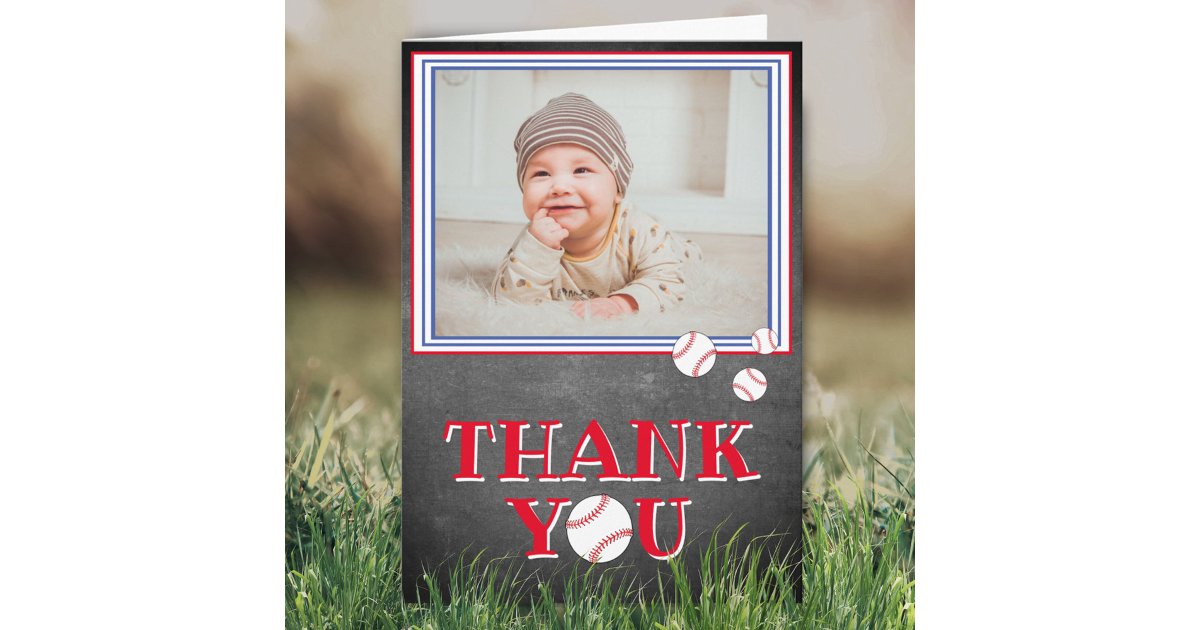 Cute Baseball Birthday Thank you Photo Card | Zazzle