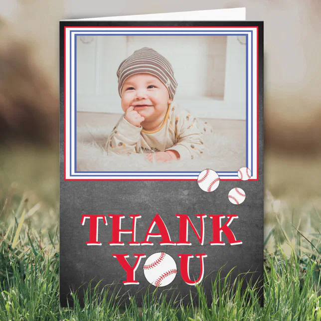 Cute Baseball Birthday Thank you Photo Card | Zazzle