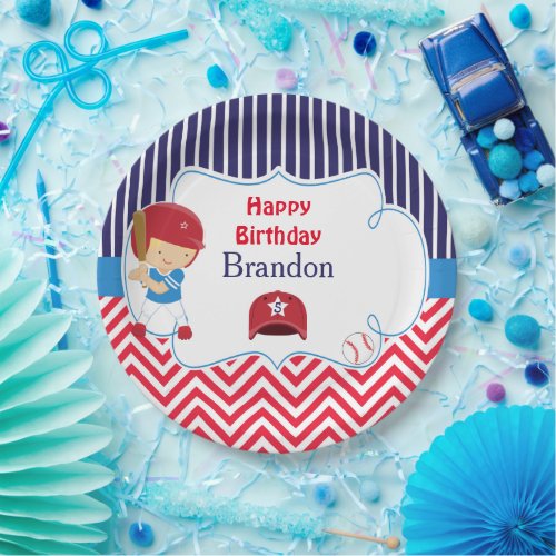 Cute Baseball Blonde Hair Boy Birthday Party Paper Plates