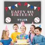 Cute Baseball Bunting Flags Kids Birthday Party Banner<br><div class="desc">Cute Baseball Bunting Flags Kids Birthday Party Banner. The design has two baseballs and birthday party bunting flags in red,  blue and white colors. Personalize it with your name and text and make your own birthday party banner. Great for a boy who loves baseball.</div>