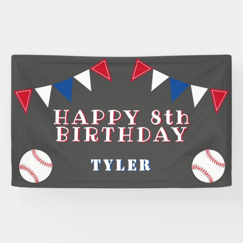 Cute Baseball Bunting Flags Kids Birthday Party Banner