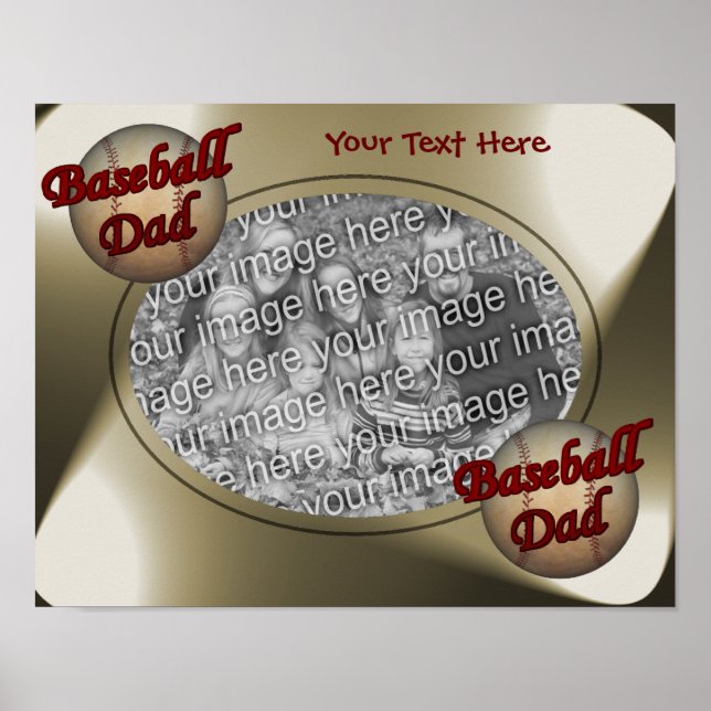 Cute Baseball Dad Frame Create Your Own Photo  Poster (Front)